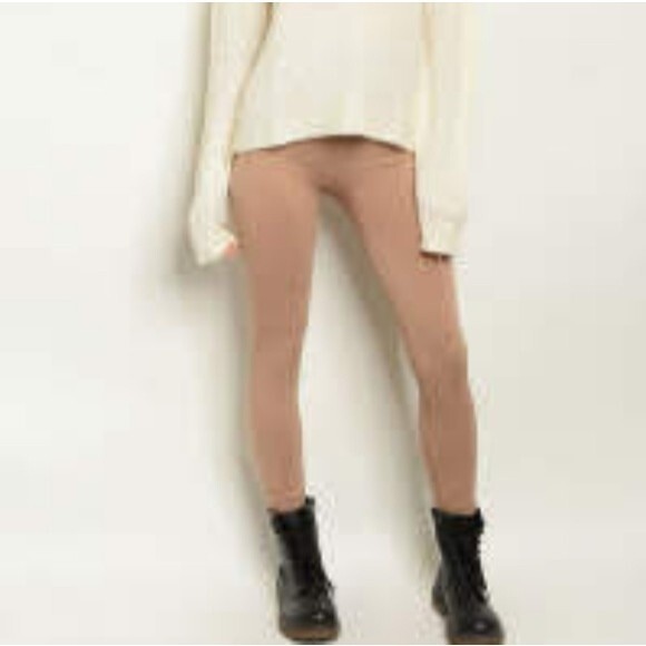 Mocha Tan Fleece High Waisted Leggings - Picture 3 of 3